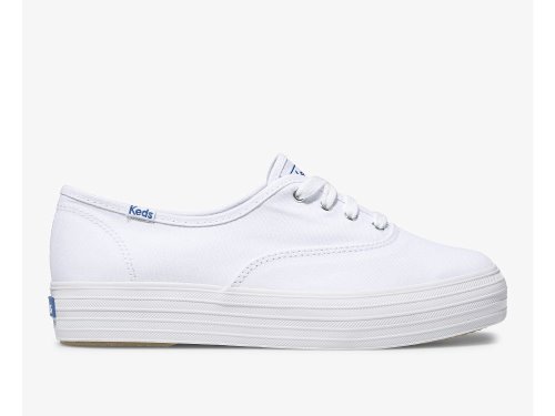 Flatforms Sneakers Keds Triple γυναικεια ασπρα | GR-22138