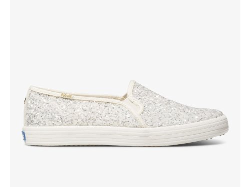 SlipOnSneakers Keds Kate Spade New York Double Decker Glitter γυναικεια κρέμα | GR-91242