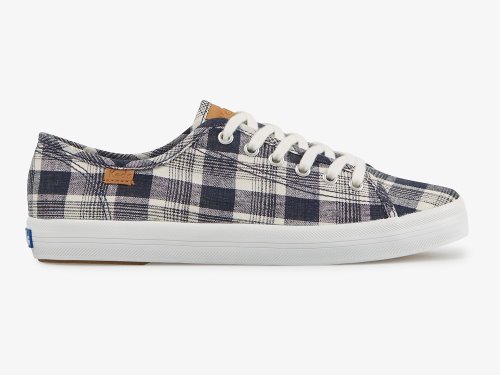 παπουτσια τενις Keds Kickstart Linen Plaid γυναικεια μπλε Πολύχρωμο | GR-73097