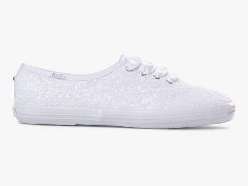 παπουτσιαμεκορδονια Keds Champion Sequins γυναικεια ασπρα | GR-30752