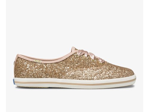 παπουτσιαμεκορδονια Keds Kate Spade New York Champion Glitter γυναικεια ροζ χρυσο χρωμα | GR-33163