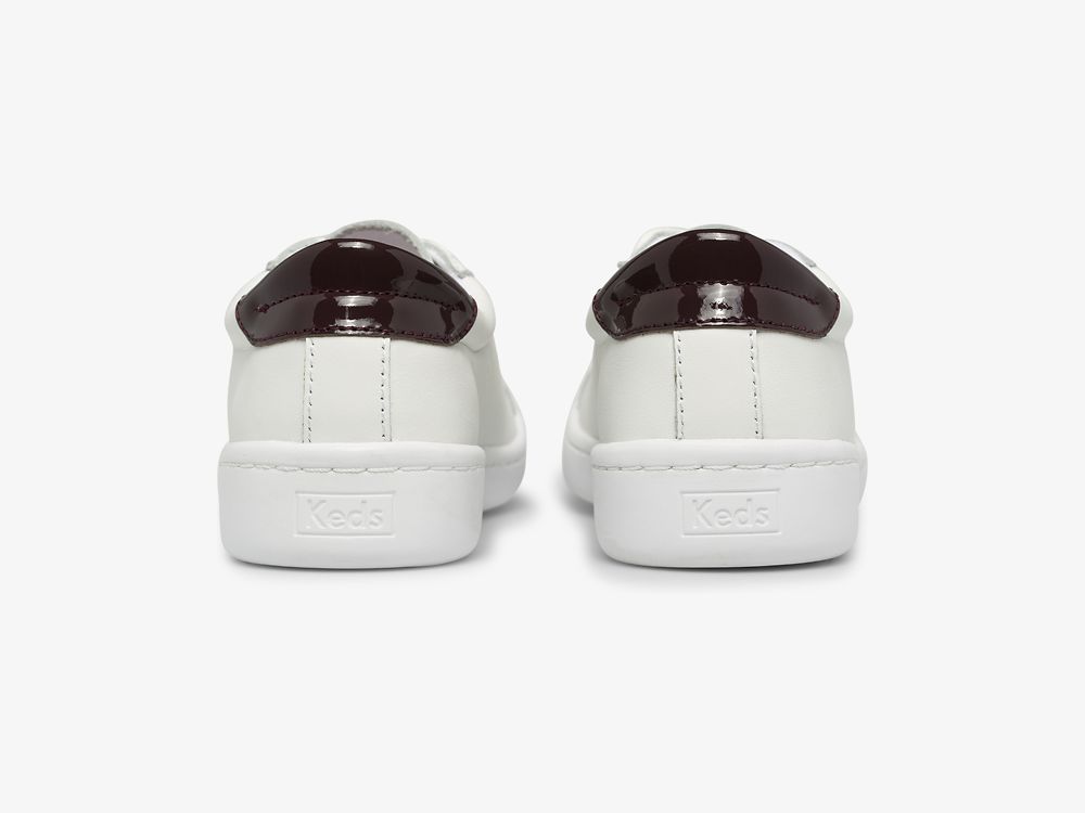 δερματινα Sneakers Keds Ace δερματινα γυναικεια ασπρα μπορντο | GR-40174