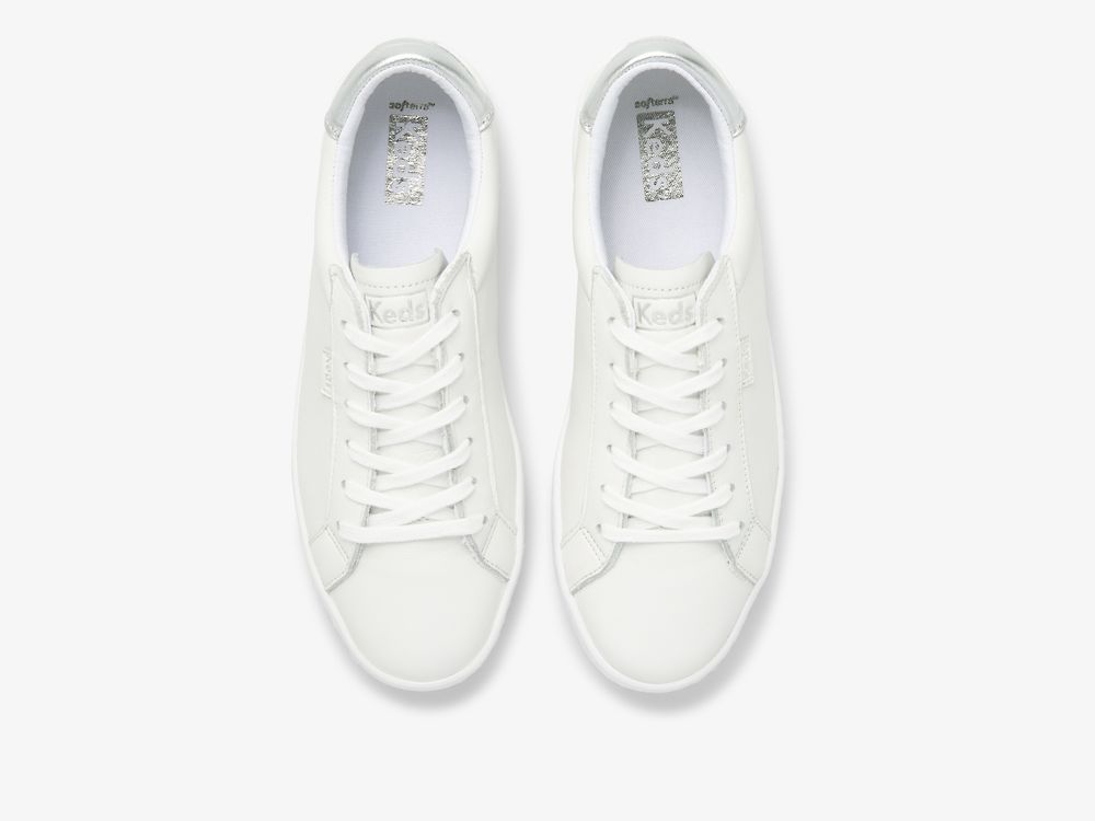 δερματινα Sneakers Keds Ace δερματινα γυναικεια ασπρα ασημι | GR-85160