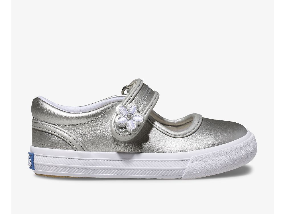 δερματινα Sneakers Keds Ella Mary Jane για κοριτσια ασημι | GR-95827