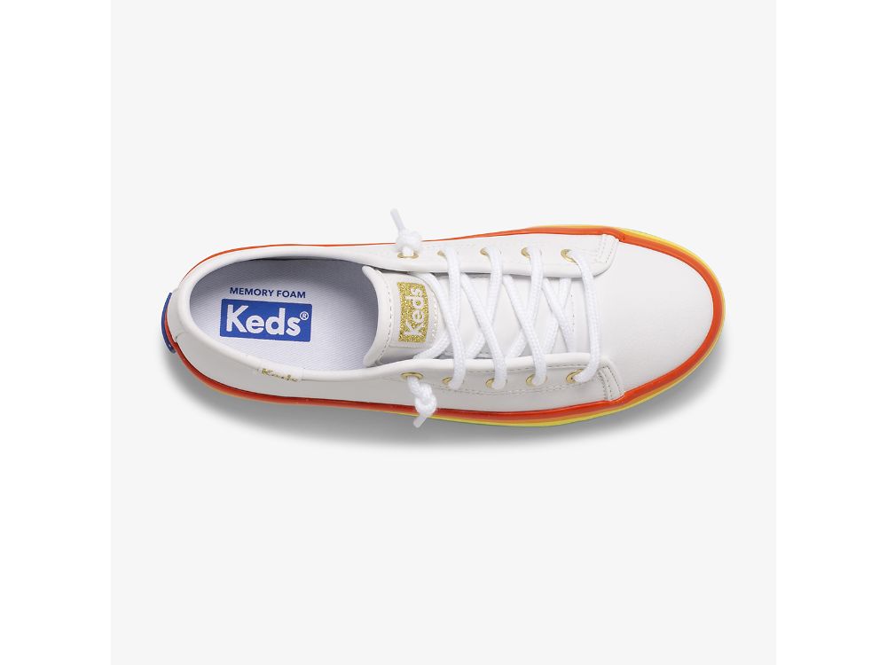 δερματινα Sneakers Keds Kickstart δερματινα Rainbow για κοριτσια ασπρα Πολύχρωμο | GR-28326