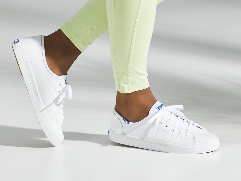 δερματινα Sneakers Keds Kickstart δερματινα γυναικεια ασπρα μπλε | GR-78308