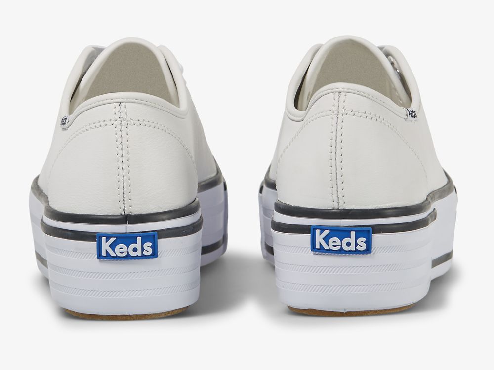 δερματινα Sneakers Keds Triple Up δερματινα Bumper Foxin γυναικεια ασπρα | GR-35881