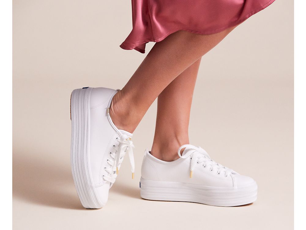 δερματινα Sneakers Keds Triple Up δερματινα γυναικεια ασπρα | GR-85068