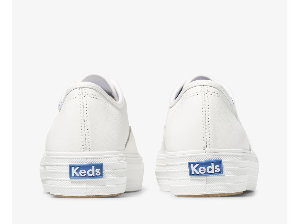 δερματινα Sneakers Keds Triple δερματινα γυναικεια ασπρα | GR-20840