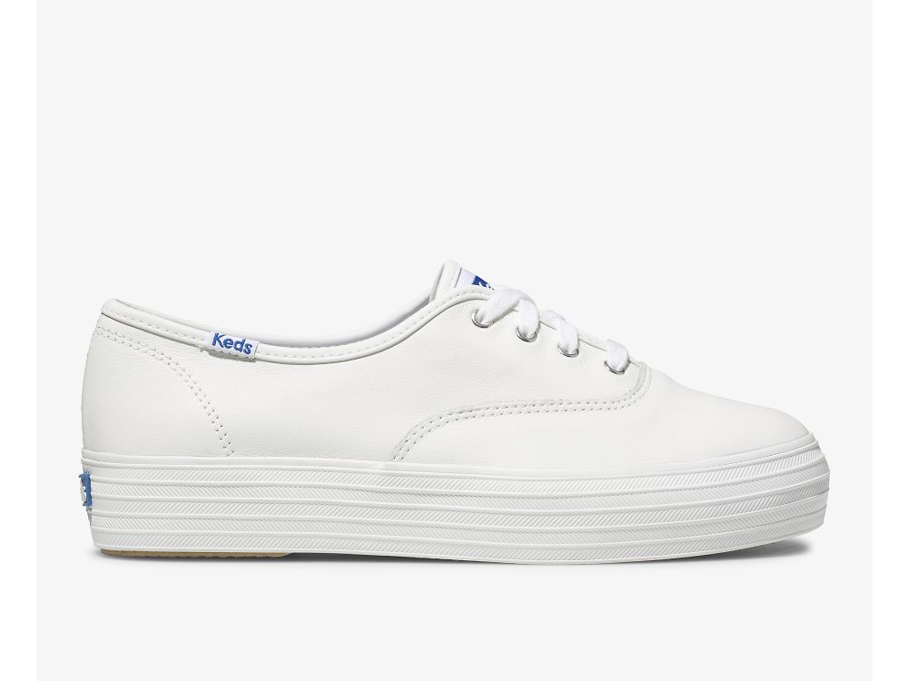 δερματινα Sneakers Keds Triple δερματινα γυναικεια ασπρα | GR-20840