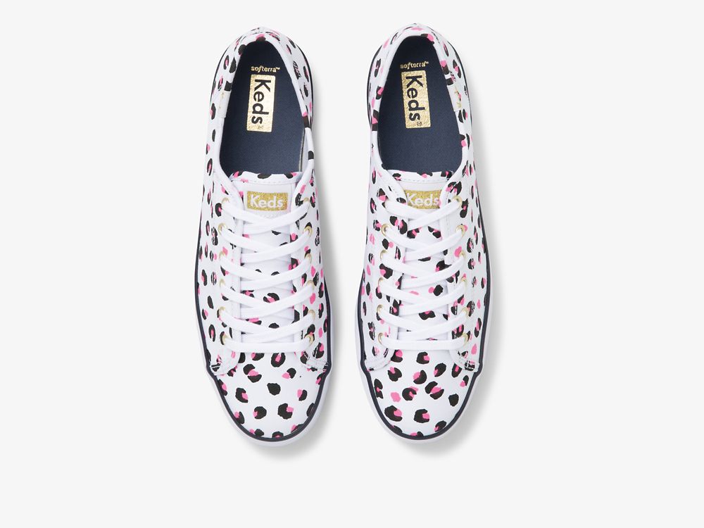 Flatforms Sneakers Keds Triple Kick Leopard καμβα γυναικεια ασπρα Πολύχρωμο | GR-19834