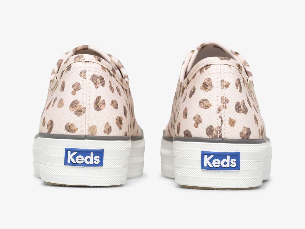 Flatforms Sneakers Keds Triple Kick Leopard καμβα γυναικεια ροζ Πολύχρωμο | GR-38683