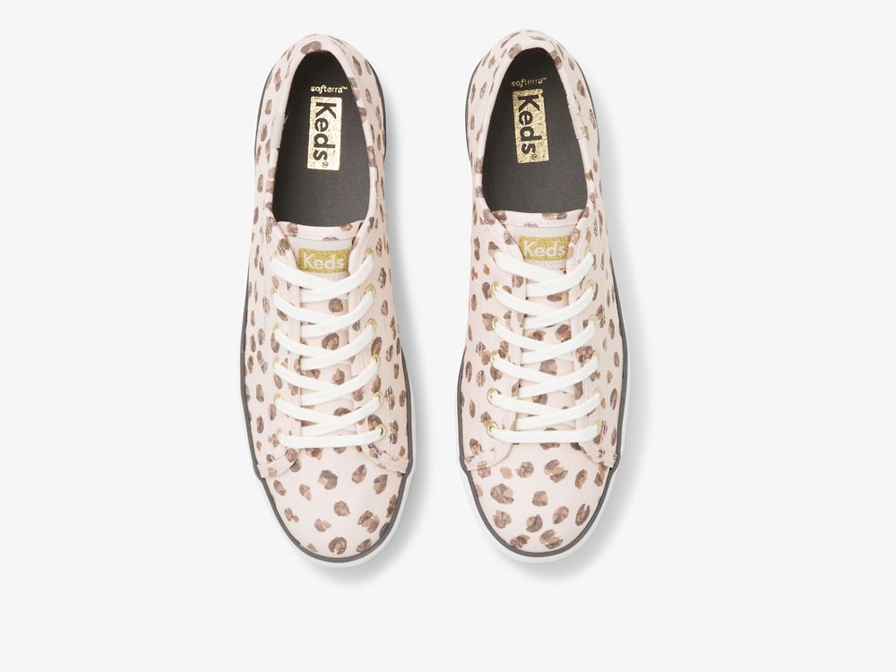 Flatforms Sneakers Keds Triple Kick Leopard καμβα γυναικεια ροζ Πολύχρωμο | GR-38683