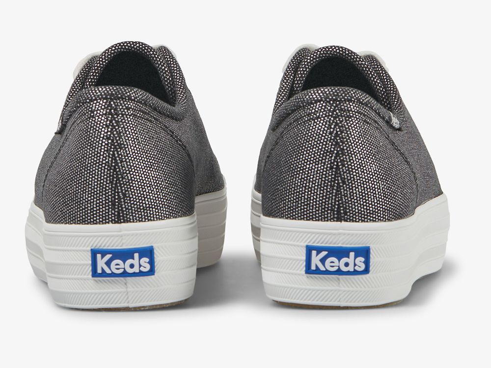 Flatforms Sneakers Keds Triple Kick Metallic γυναικεια σκούρο γκρι | GR-02278