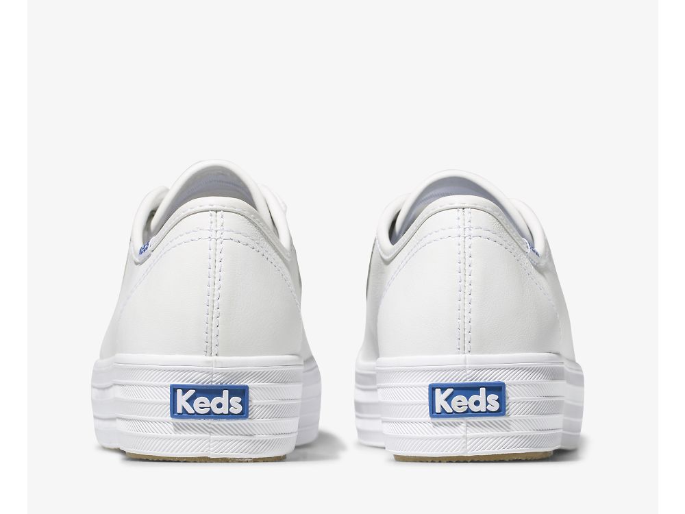 Flatforms Sneakers Keds Triple Kick δερματινα γυναικεια ασπρα | GR-63463