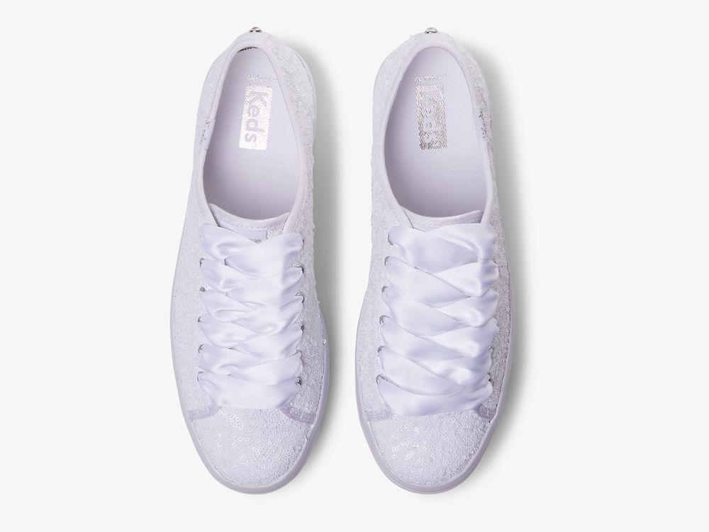 Flatforms Sneakers Keds Triple Up Sequins γυναικεια ασπρα | GR-31230