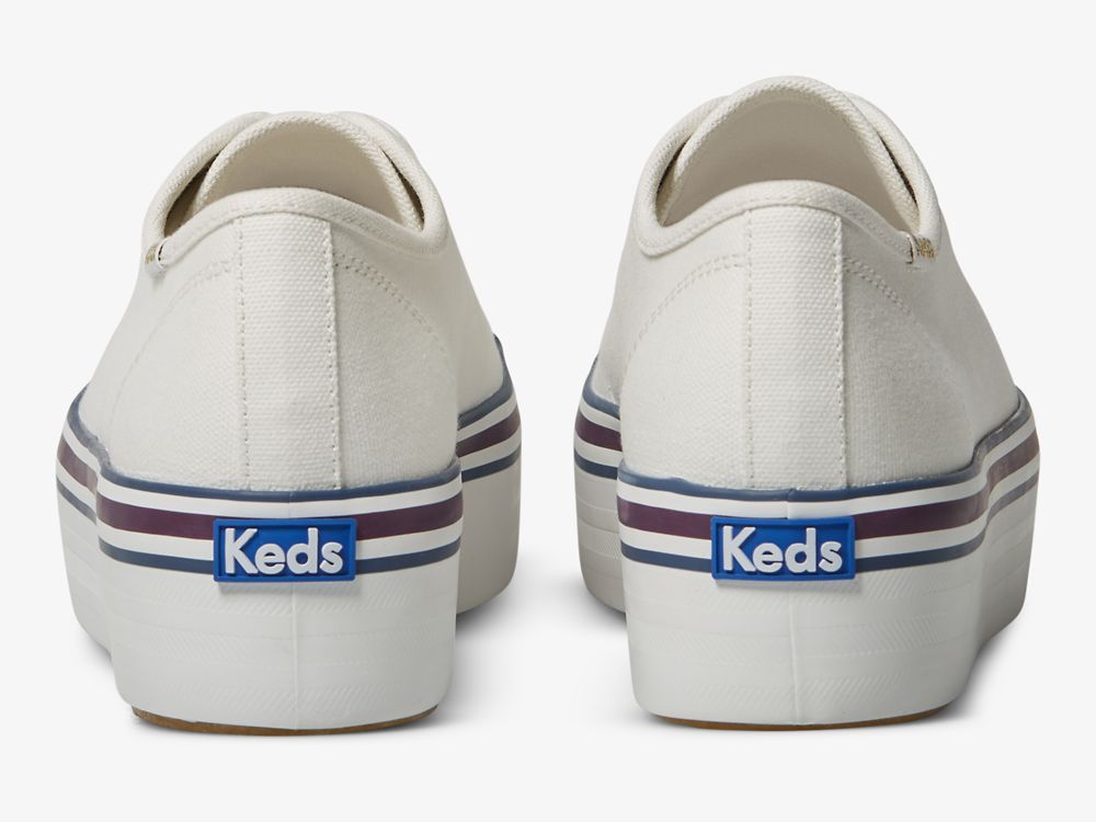 Flatforms Sneakers Keds Triple Up Varsity γυναικεια ασπρα μπλε | GR-42336