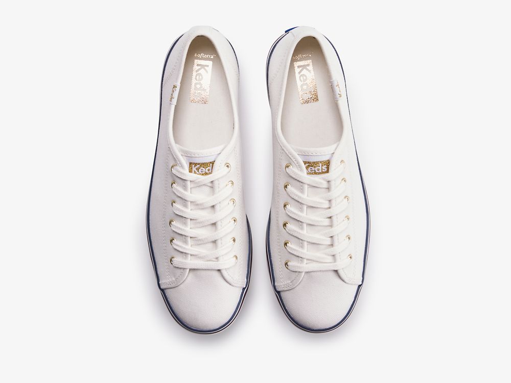 Flatforms Sneakers Keds Triple Up Varsity γυναικεια ασπρα μπλε | GR-42336