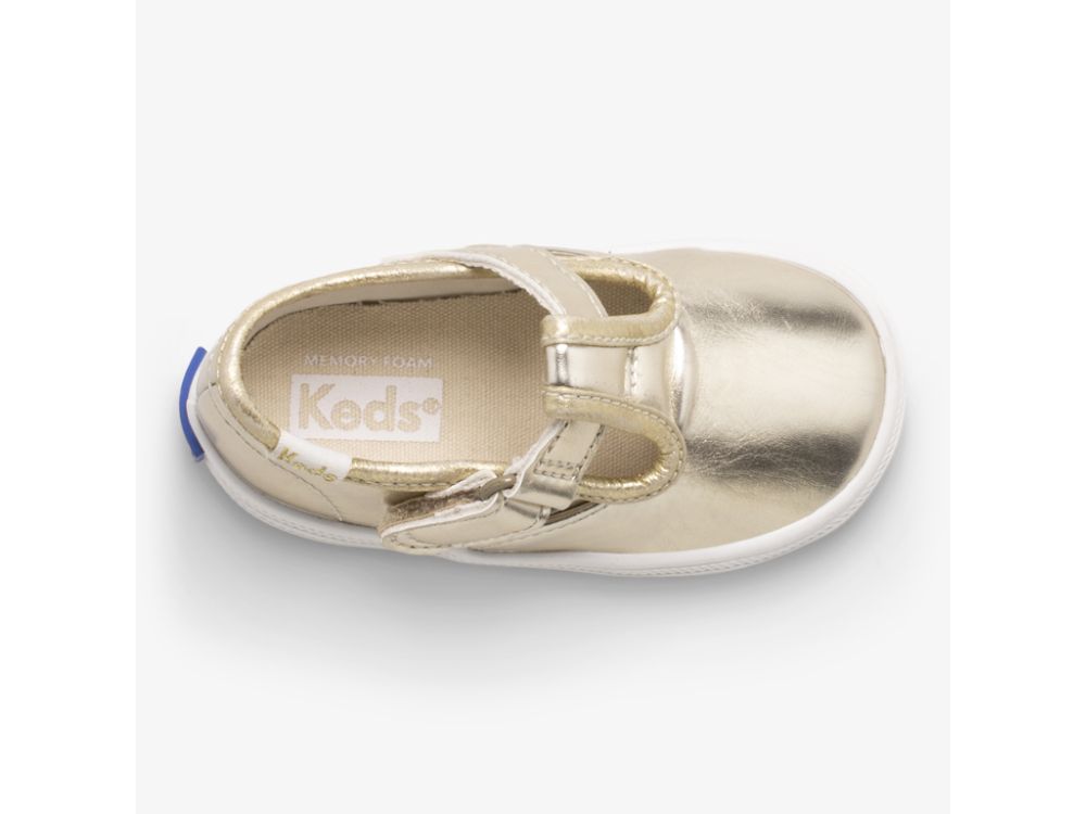 SlipOnSneakers Keds Champion toe Cap T-λουρακια για κοριτσια χρυσο χρωμα | GR-00982