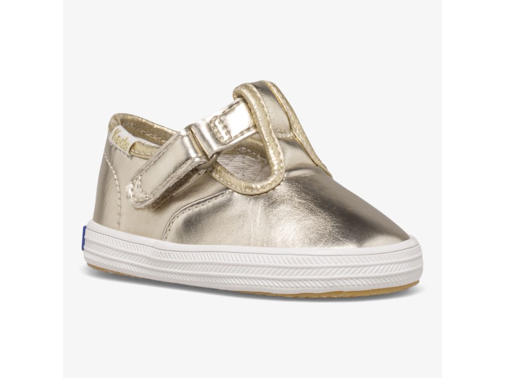 SlipOnSneakers Keds Champion toe Cap T-λουρακια για κοριτσια χρυσο χρωμα | GR-00982