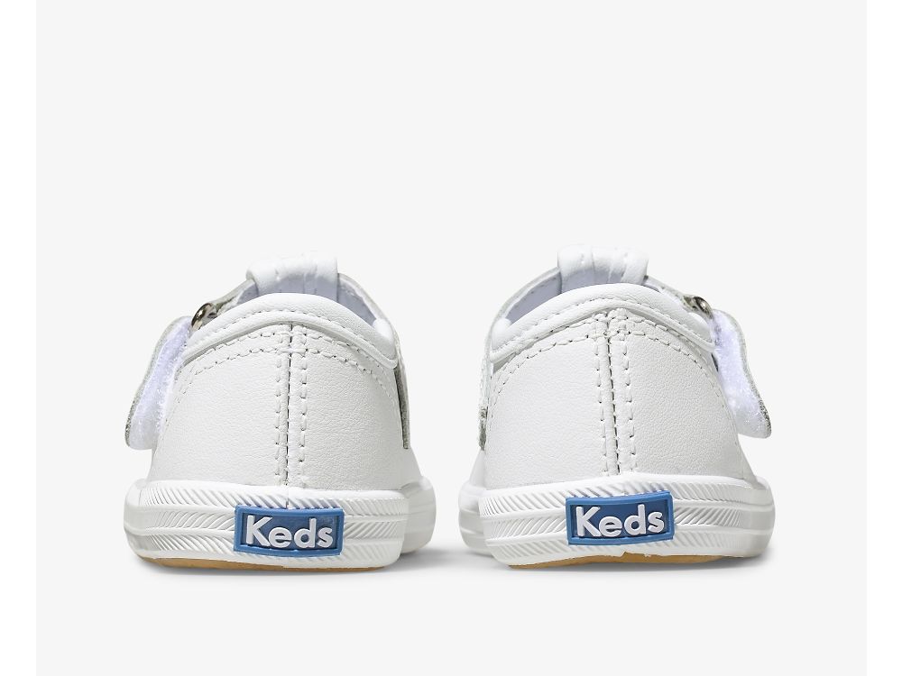 SlipOnSneakers Keds Champion toe Cap T-λουρακια δερματινα για κοριτσια ασπρα | GR-13955