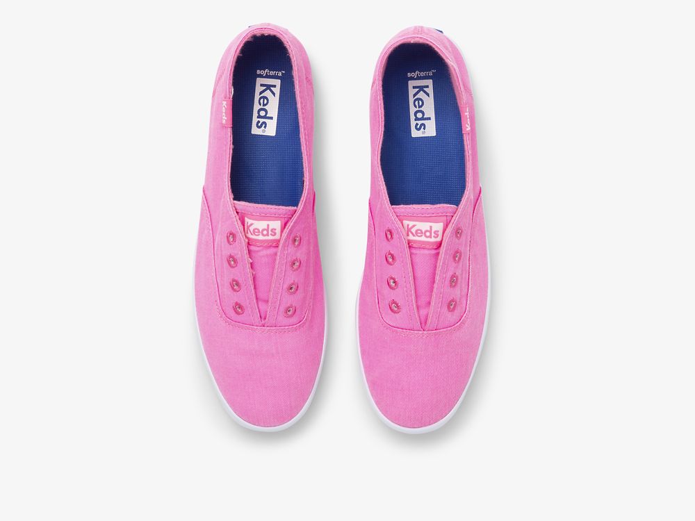 SlipOnSneakers Keds Chillax Neon Twill Washable γυναικεια ροζ | GR-60308