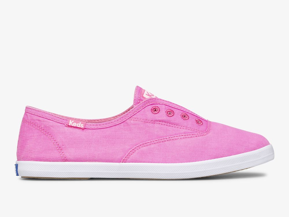 SlipOnSneakers Keds Chillax Neon Twill Washable γυναικεια ροζ | GR-60308