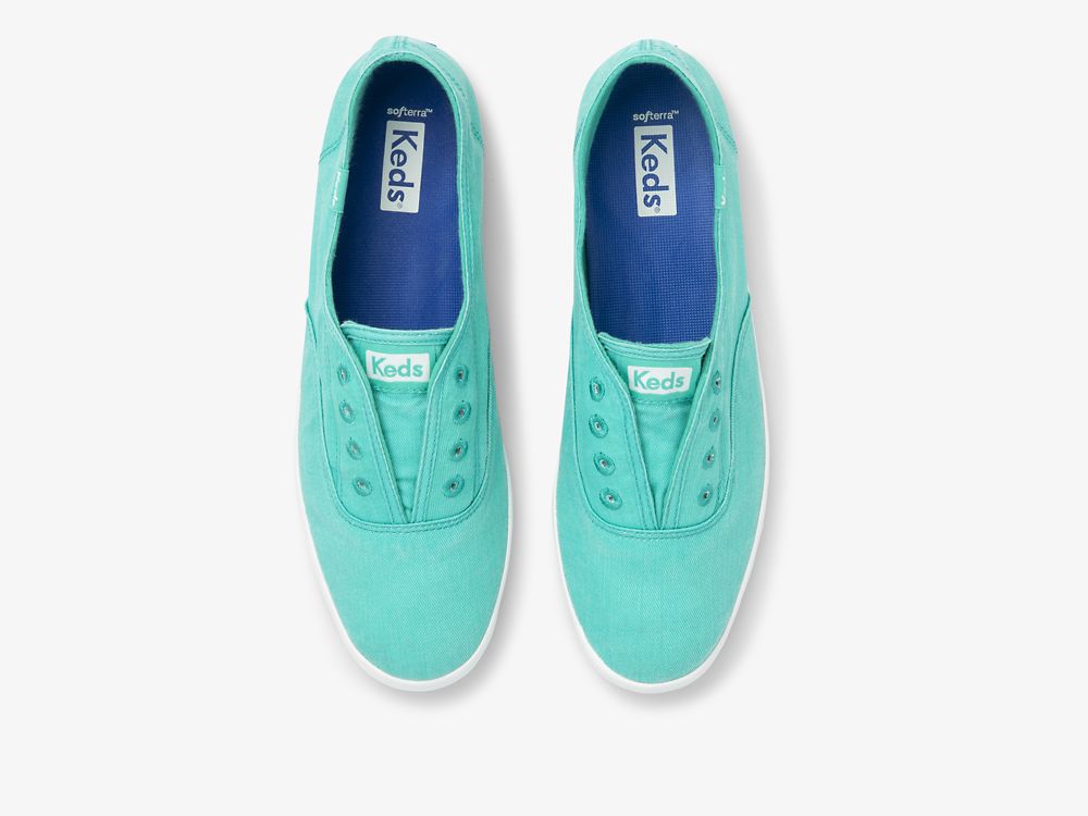 SlipOnSneakers Keds Chillax Neon Twill Washable γυναικεια τυρκουάζ | GR-82232