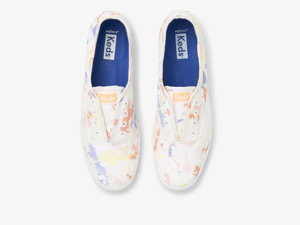 SlipOnSneakers Keds Chillax Splatter Twill γυναικεια ασπρα Πολύχρωμο | GR-22282