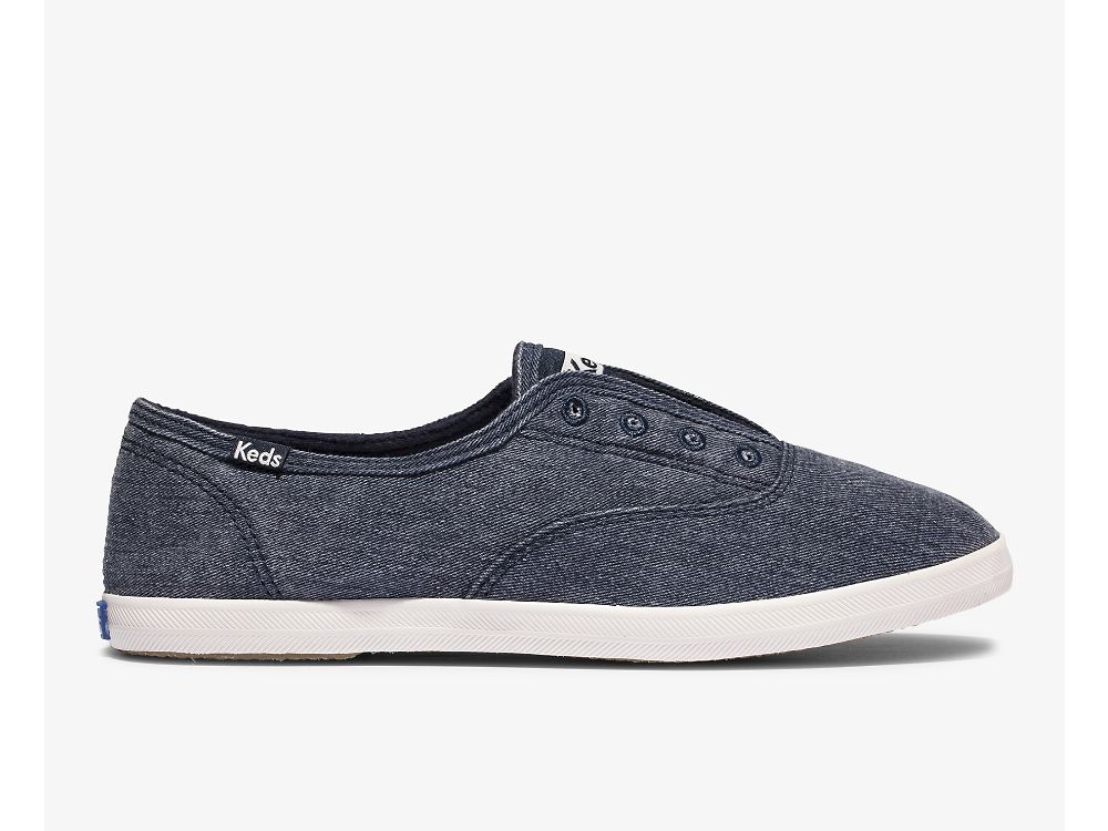 SlipOnSneakers Keds Chillax Washable Feat. Organic βαμβακερα γυναικεια σκουρο μπλε | GR-14389