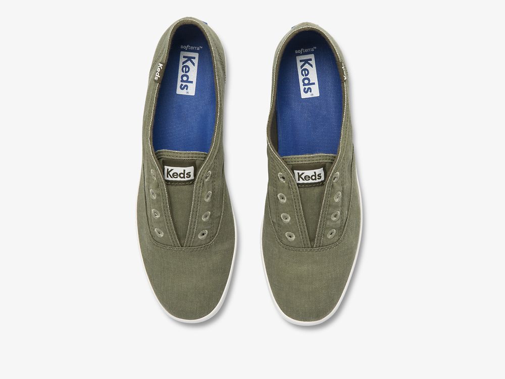 SlipOnSneakers Keds Chillax Washable Feat. Organic βαμβακερα γυναικεια Ελιά | GR-62610