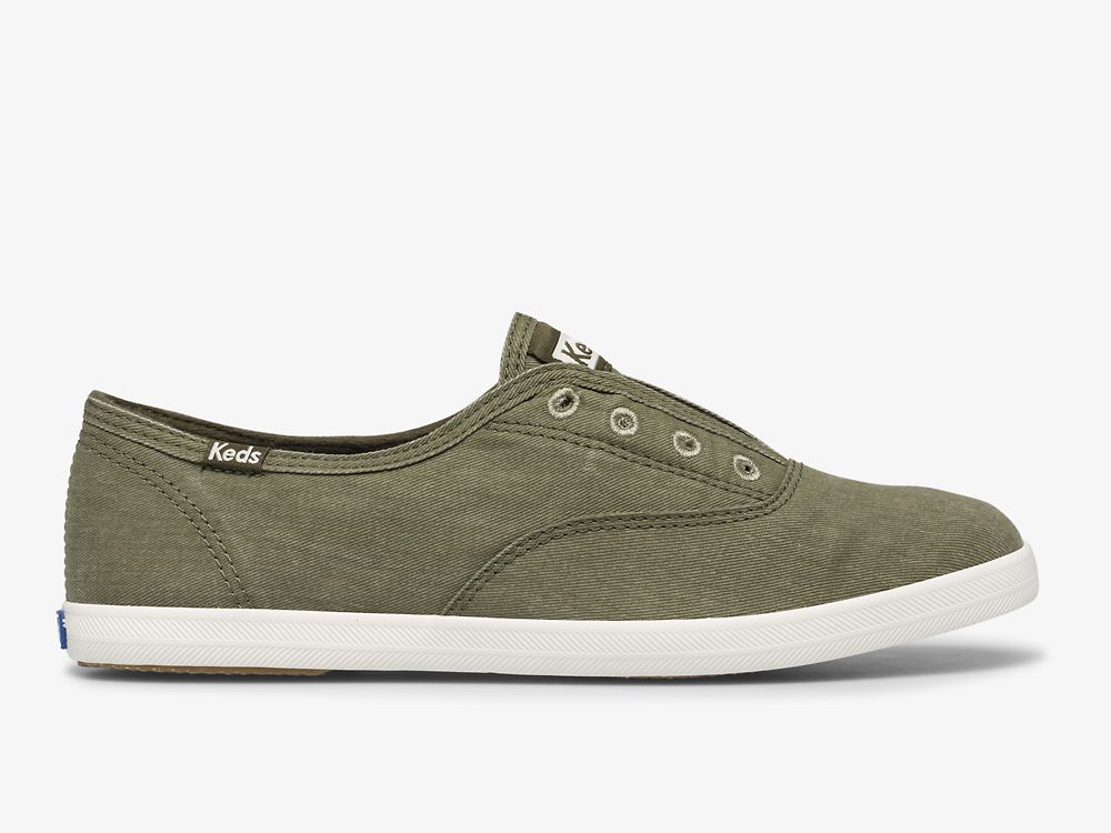 SlipOnSneakers Keds Chillax Washable Feat. Organic βαμβακερα γυναικεια Ελιά | GR-62610