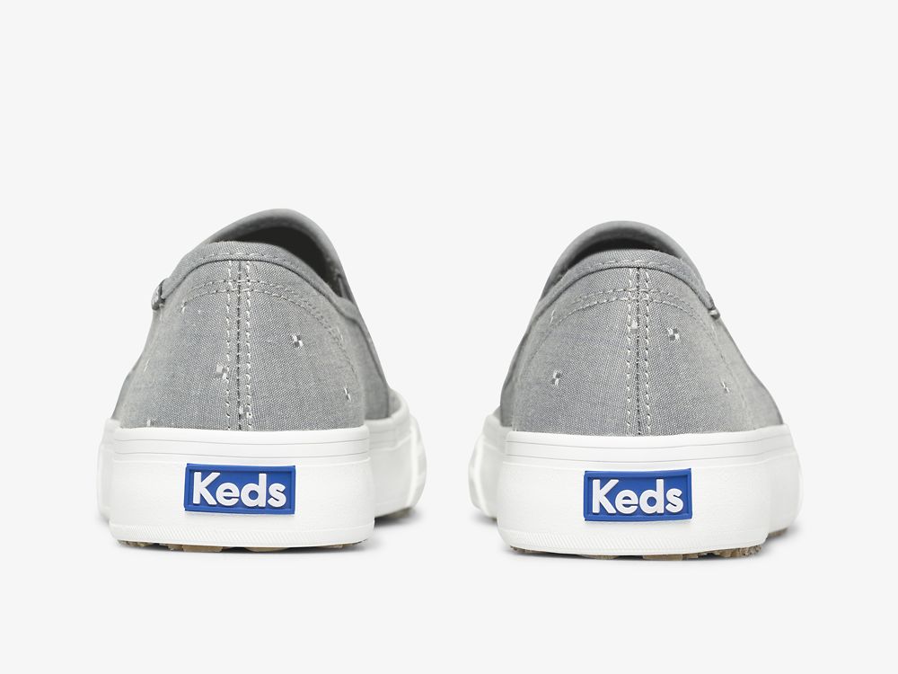 SlipOnSneakers Keds Double Decker Dobby Jacquard γυναικεια σκούρο γκρι | GR-11040