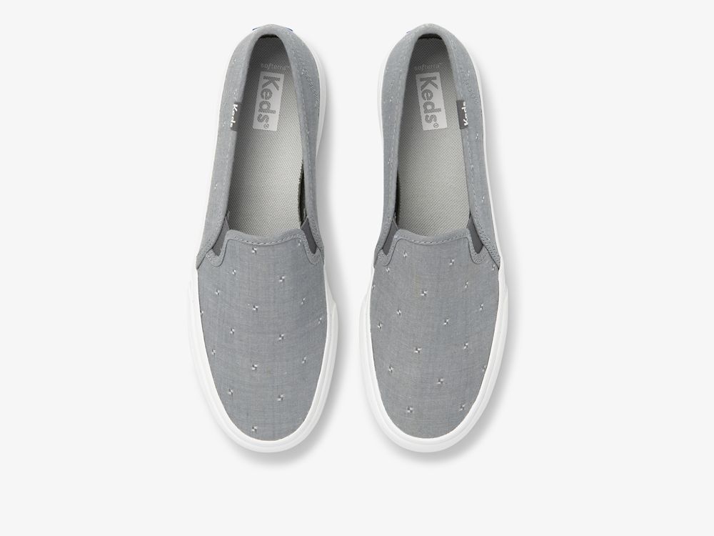 SlipOnSneakers Keds Double Decker Dobby Jacquard γυναικεια σκούρο γκρι | GR-11040