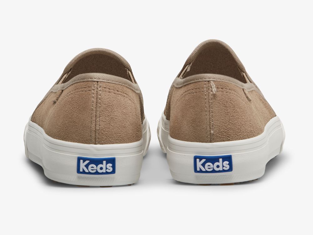 SlipOnSneakers Keds Double Decker Emboss σουετ γυναικεια Χακί | GR-78270