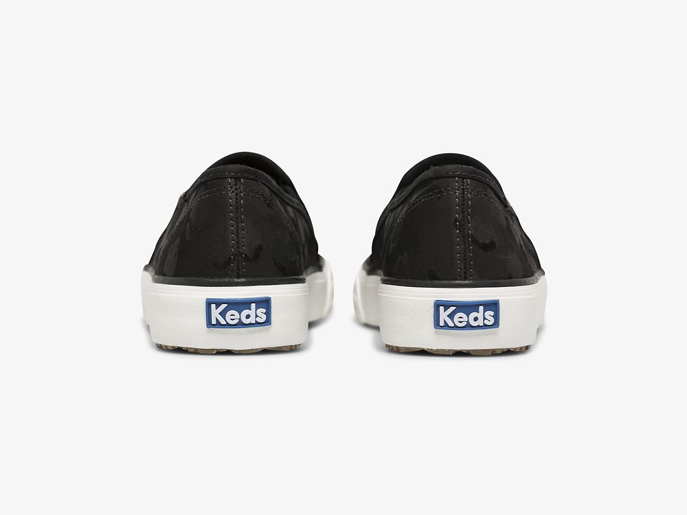 SlipOnSneakers Keds Double Decker Flocked Spot νάιλον γυναικεια μαυρα | GR-80469