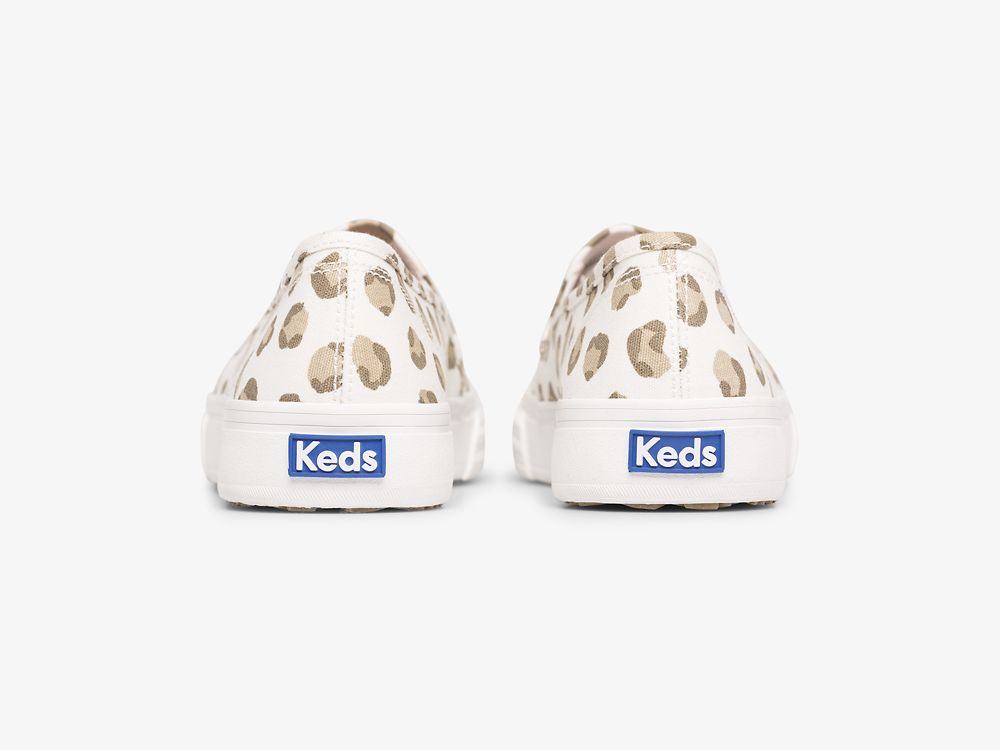 SlipOnSneakers Keds Double Decker Leopard γυναικεια ασπρα | GR-83244