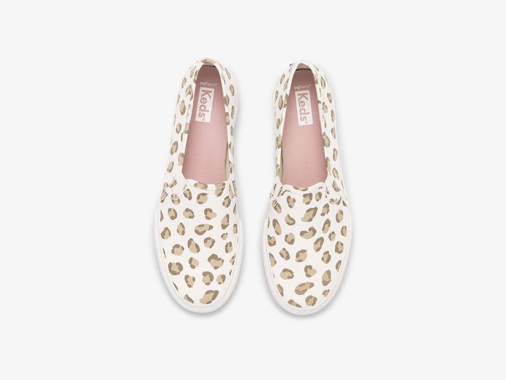 SlipOnSneakers Keds Double Decker Leopard γυναικεια ασπρα | GR-83244