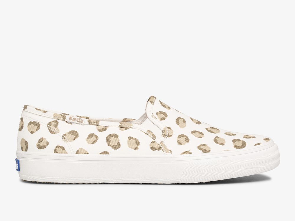 SlipOnSneakers Keds Double Decker Leopard γυναικεια ασπρα | GR-83244