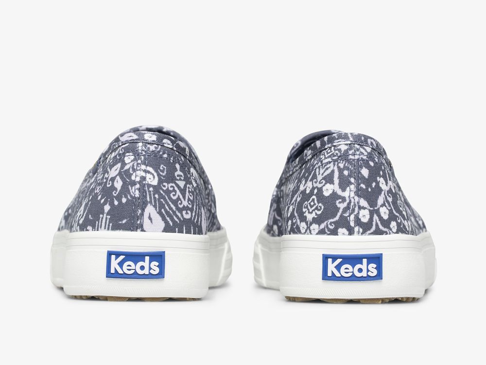 SlipOnSneakers Keds Double Decker Mosaic καμβα γυναικεια μπλε | GR-12447