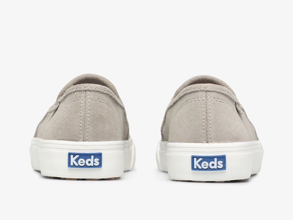 SlipOnSneakers Keds Double Decker Perf σουετ γυναικεια γκρι | GR-96756