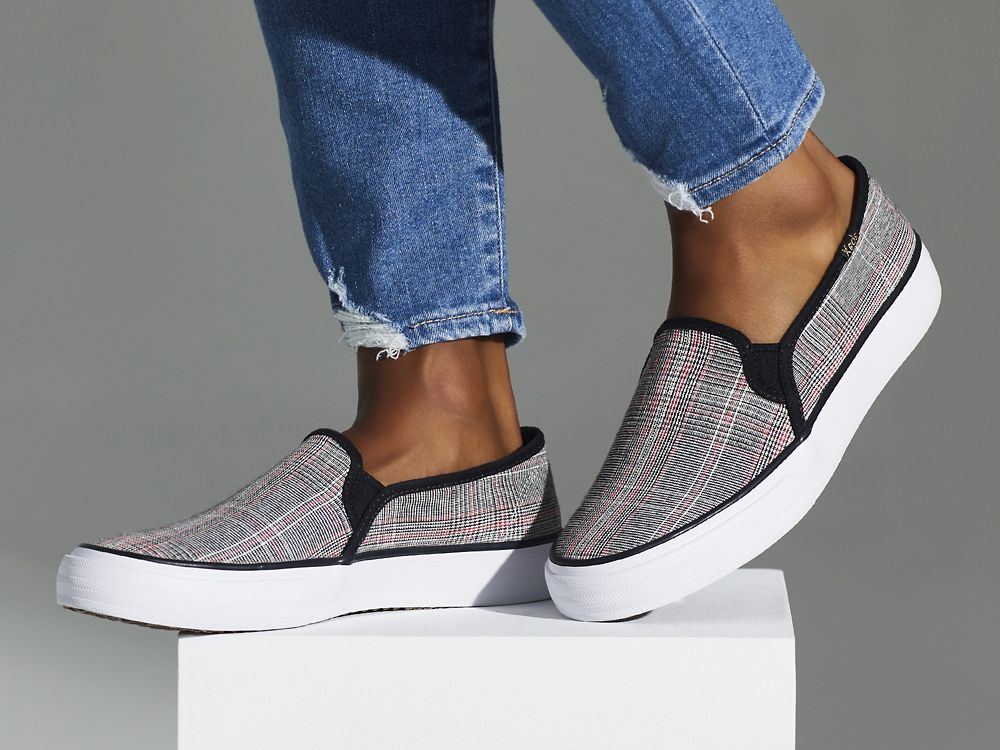 SlipOnSneakers Keds Double Decker Plaid γυναικεια μαυρα Πολύχρωμο | GR-53673