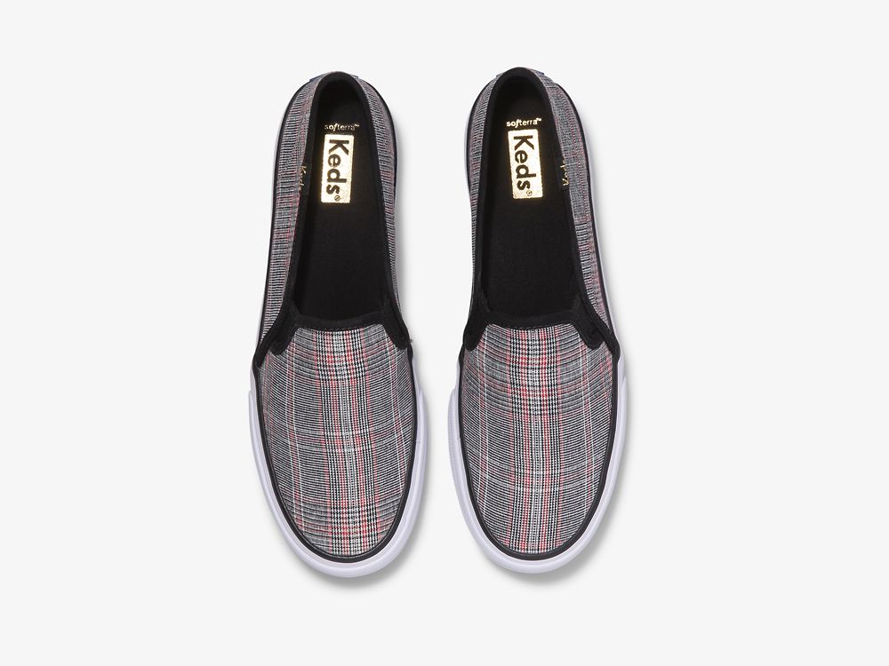 SlipOnSneakers Keds Double Decker Plaid γυναικεια μαυρα Πολύχρωμο | GR-53673