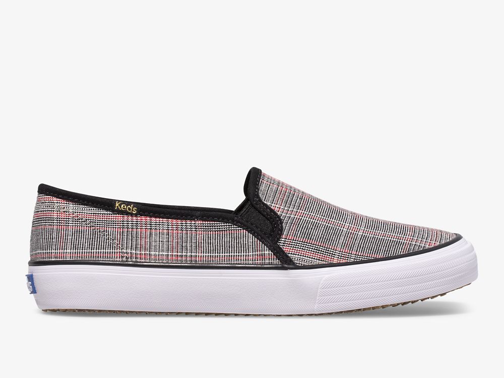 SlipOnSneakers Keds Double Decker Plaid γυναικεια μαυρα Πολύχρωμο | GR-53673