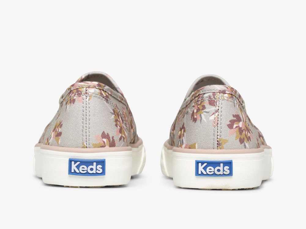 SlipOnSneakers Keds Double Decker Spring Floral γυναικεια γκρι | GR-01504