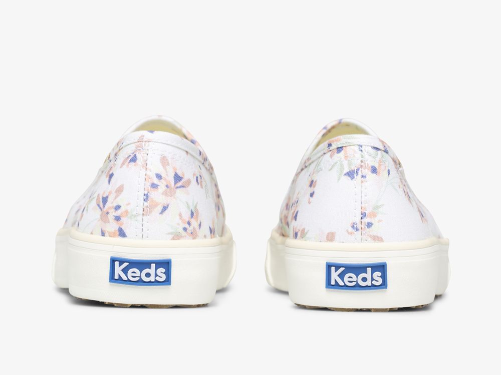 SlipOnSneakers Keds Double Decker Spring Floral γυναικεια κρέμα | GR-53379