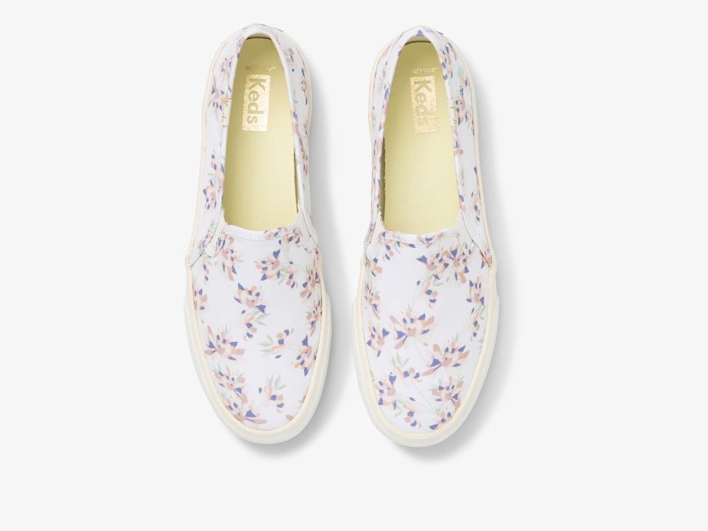 SlipOnSneakers Keds Double Decker Spring Floral γυναικεια κρέμα | GR-53379