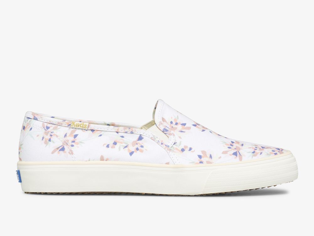 SlipOnSneakers Keds Double Decker Spring Floral γυναικεια κρέμα | GR-53379