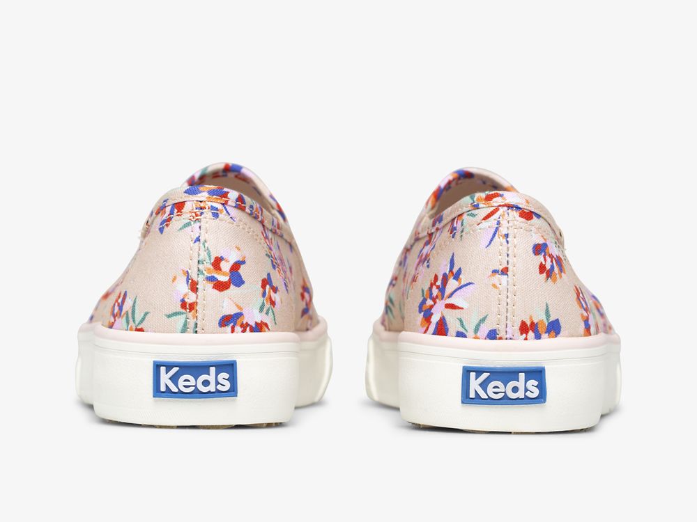 SlipOnSneakers Keds Double Decker Spring Floral γυναικεια καφε | GR-95935