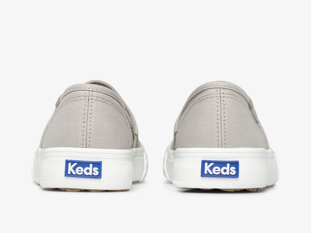 SlipOnSneakers Keds Double Decker Wave καμβα γυναικεια γκρι | GR-23515